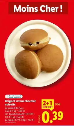 Lidl Beignet saveur chocolat noisette offre