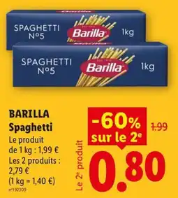 Lidl Barilla Spaghetti offre