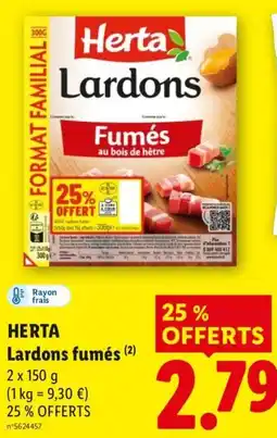 Lidl Herta Lardons fumés offre