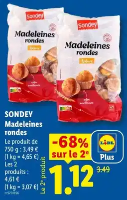 Lidl Sondey Madeleines rondes offre