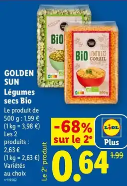 Lidl GOLDEN SUN Légumes secs Bio offre