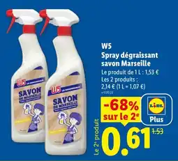 Lidl W5 Spray dégraissant savon Marseille offre