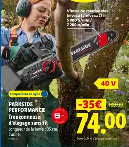 Lidl PARKSIDE Tronçonneuse d'élagage sans fil offre