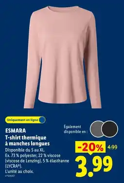 Lidl ESMARA T-shirt thermique à manches longues offre