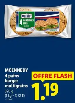 Lidl MCENNEDY 4 pains burger multigrains offre