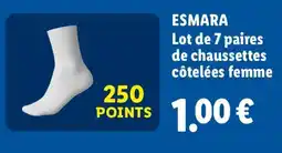 Lidl Esmara lot de 7 paires de chaussettes cotelees femme offre