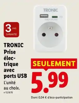 Lidl TRONIC Prise électrique avec ports USB offre