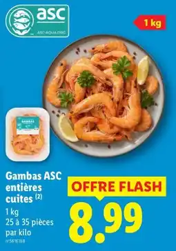 Lidl ASC Gambas entières cuites offre