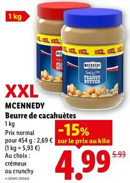 Lidl MCENNEDY Beurre de cacahuêtes offre