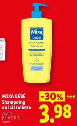 Lidl Mixa bébé Shampooing offre