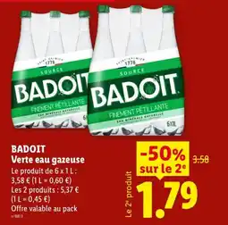 Lidl BADOIT Verte eau gazeuse offre