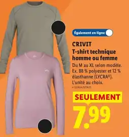 Lidl CRIVIT T-shirt technique homme ou femme offre