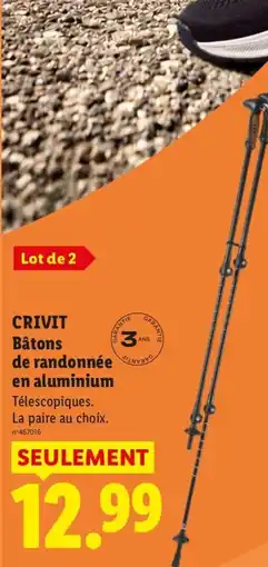 Lidl CRIVIT Bâtons de randonnée en aluminium offre