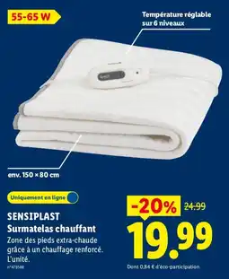 Lidl SENSIPLAST Surmatelas chauffant offre