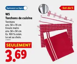 Lidl W5 Torchons de cuisine offre
