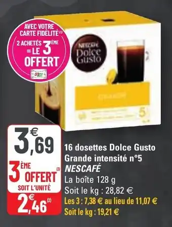 G20 16 Dosettes dolce gusto grande intensité offre