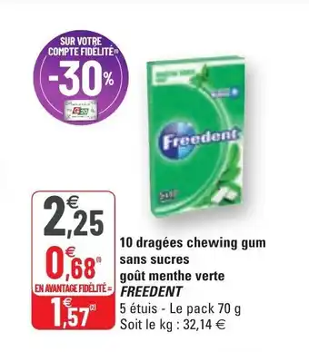G20 10 Dragées chewing gum sans sucres offre