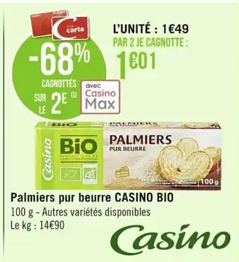 Casino Supermarchés Palmiers pur beurre Casino Bio offre