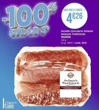 Assiette charcuterie italienne Antipasto Tradizionale Negroni