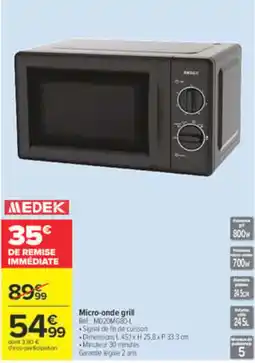Carrefour MEDEK Micro-onde grill offre
