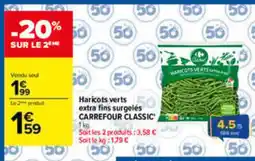 Carrefour Carrefour Classic Haricots verts extra fins surgelés offre