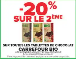 Carrefour Carrefour Bio Tablettes de chocolat offre