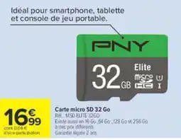 Carrefour PNY Carte micro SD 32 Go offre