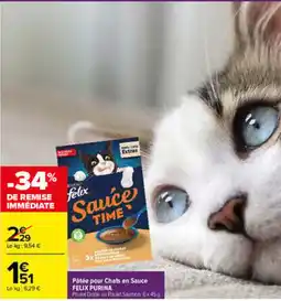 Carrefour FELIX PURINA Pâtée pour Chats en Sauce offre