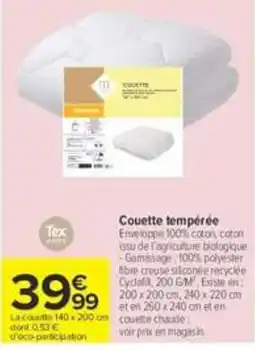 Carrefour Tex couette offre