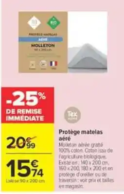 Carrefour Tex Protège matelas aéré offre