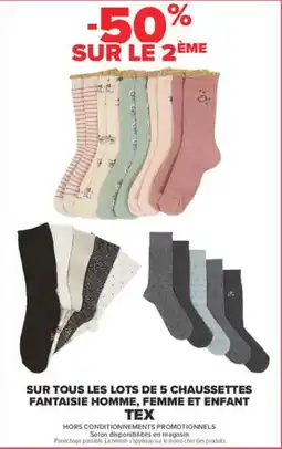Carrefour Sur tous les lots de 5 chaussettes fantaisie homme, femme et enfant offre