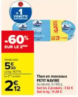 Carrefour Petit Navire Thon en morceaux offre