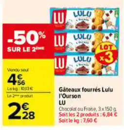 Carrefour LU Gâteaux fourrés l'Ourson offre