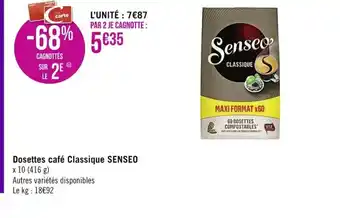Casino Supermarchés Dosettes Café Classique Senseo offre