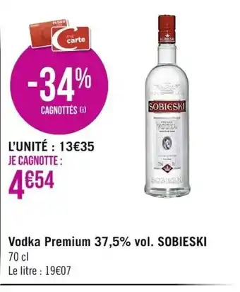 Casino Supermarchés Vodka Premium 37,5% vol Sobieski offre