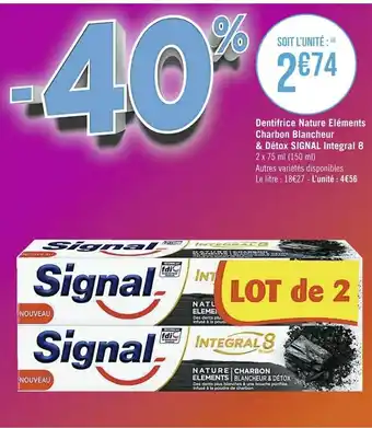 Casino Supermarchés Dentifrice Nature Eléments offre