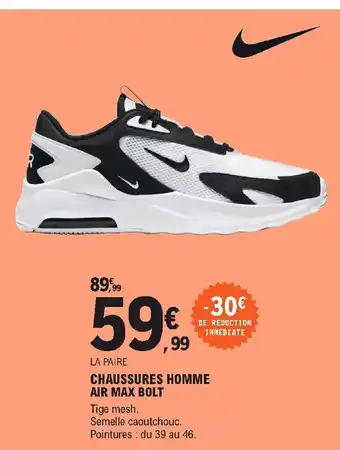 E.Leclerc Sport Chaussures Homme Air Max Bolt offre
