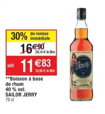 Cora x Carrefour Boisson à base de rhum 40% vol. Sailor Jerry offre