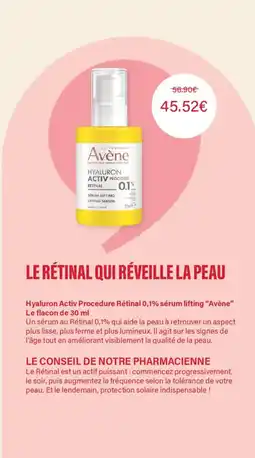 Monoprix Avène Hyaluron Activ Procedure Rétinal 0,1% serum lifting avene offre