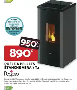Bricomarché Pegaso POÊLE À PELLETS ÉTANCHE VERA 7 T2 offre