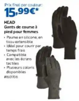 Costco HEAD Gants de course à pied pour femmes offre