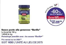 Monop' Barilla Sauce pesto alla genovese offre