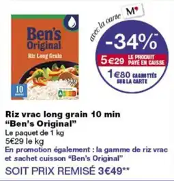 Monop' Ben's Original Riz Long Grain offre