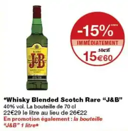 Monop' J&B Whisky Blended Scotch Rare offre