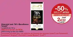 Monop' Lindt Chocolat noir 78% Excellence offre