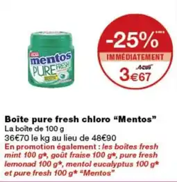Monop' Mentos Boîte pure fresh chloro offre