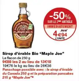 Monop' Maple Joe Sirop d'érable Bio offre