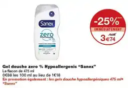 Monop' Sanex Gel douche zero % Hypoallergenic offre