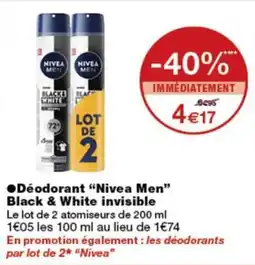 Monop' NIVEA Men Déodorant Black & White invisible offre