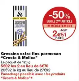 Monop' Crosta & Molica Gressins extra fins parmesan offre